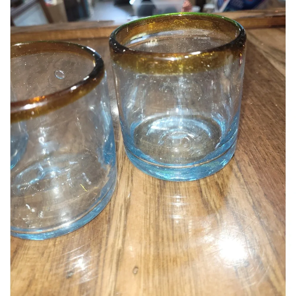 Handblown Glasses with Brown Trim 3